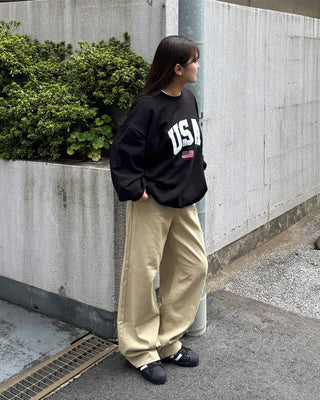 Cotton wide-leg pants