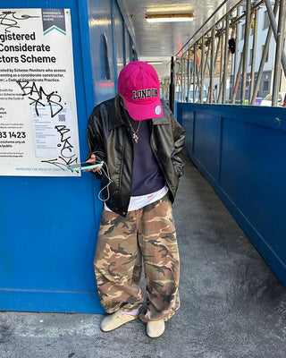 Hip pocket ring wide camouflage pants