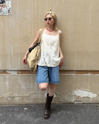 Flower Point Cotton Camisole Top