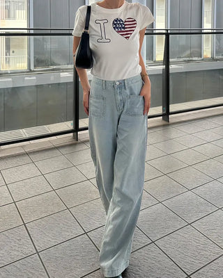 Heart print crop t-shirt