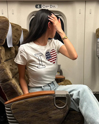 Heart print crop t-shirt