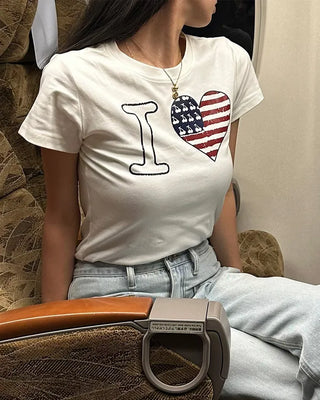 Heart print crop t-shirt