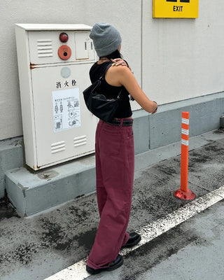 Colored wide rayon-blend cotton pants