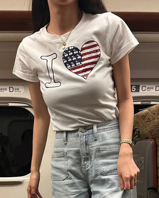 Heart print crop t-shirt