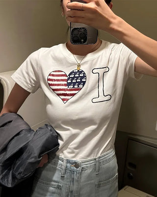 Heart print crop t-shirt