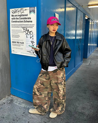 Hip pocket ring wide camouflage pants
