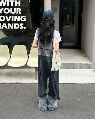 See-through ribbon camisole long dress