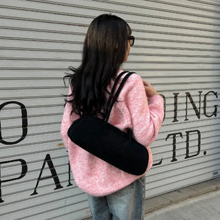 Suede Baguette Shoulder Bag