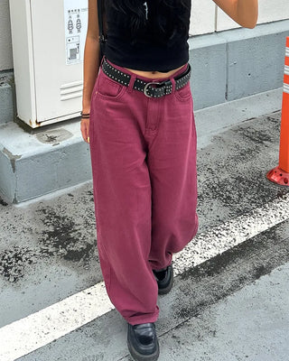 Colored wide rayon-blend cotton pants