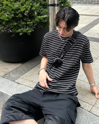 Striped oversized short-sleeved T-shirt