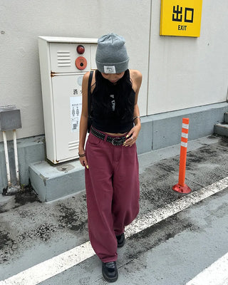Colored wide rayon-blend cotton pants