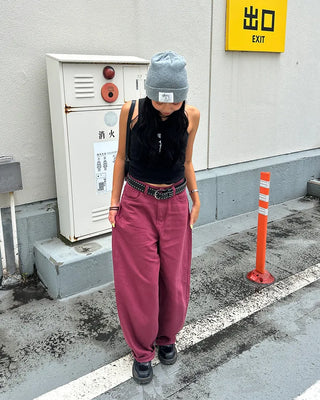 Colored wide rayon-blend cotton pants