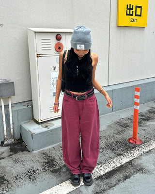 Colored wide rayon-blend cotton pants