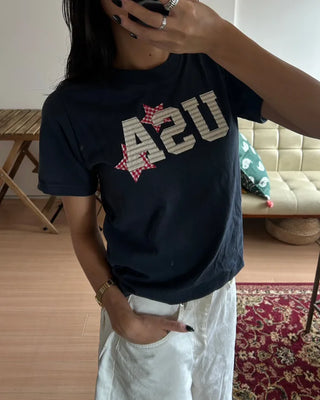 USA Star Patch Crew Neck Slim T-Shirt