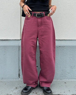 Colored wide rayon-blend cotton pants