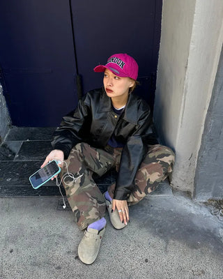 Hip pocket ring wide camouflage pants