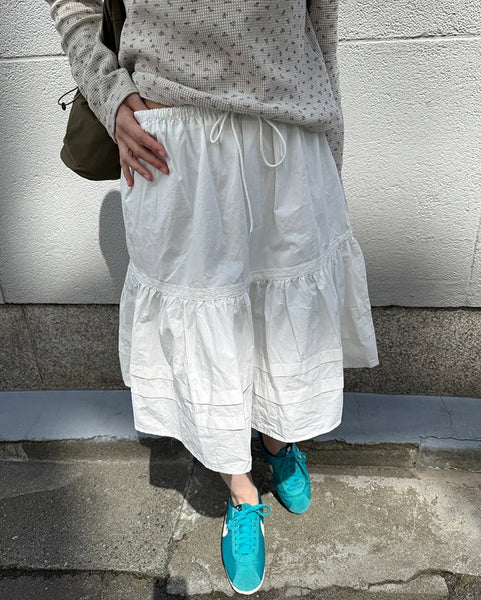 Waist string midi skirt