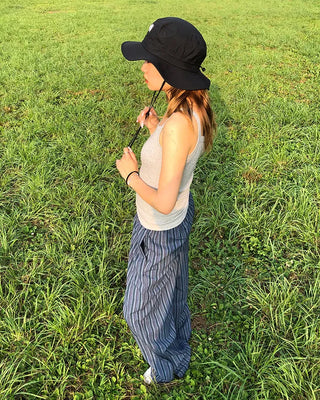 Slit Multi-Stripe Wide Easy Pants