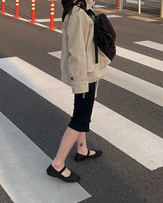 Stand-neck Big Gun Patch Yoke Short Trench Coat