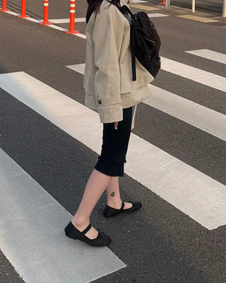 Rubber band satin ballet flats