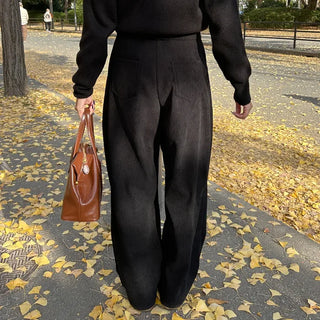 Corduroy strap wide pants