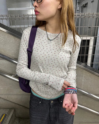 Waffle Mini Flower Slim Long Sleeve Cut and Sew