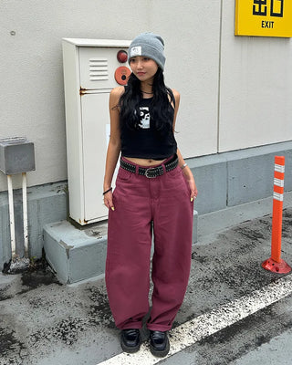 Colored wide rayon-blend cotton pants