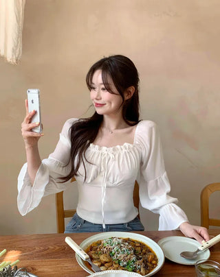 [2-way] Shirred Blouse