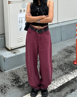 Colored wide rayon-blend cotton pants