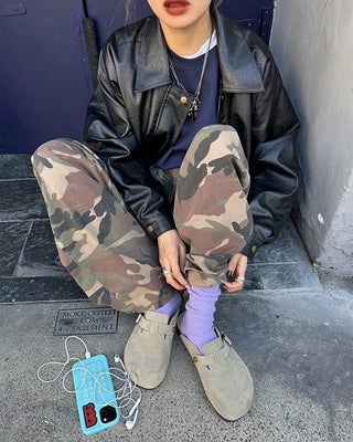 Hip pocket ring wide camouflage pants
