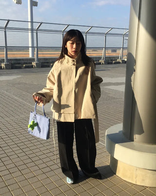 Stand-neck Big Gun Patch Yoke Short Trench Coat
