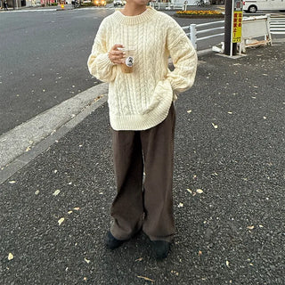 Pintuck Wide Cotton Pants
