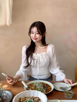 [2-way] Shirred Blouse