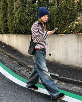Thin striped ribbed cut and sew