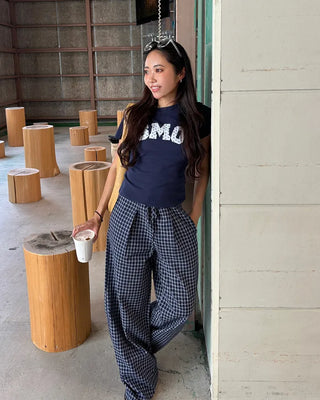 Super Wide Check Seersucker Pants