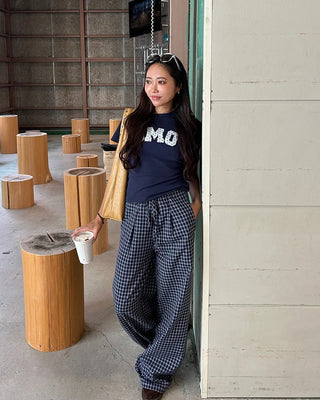Super Wide Check Seersucker Pants