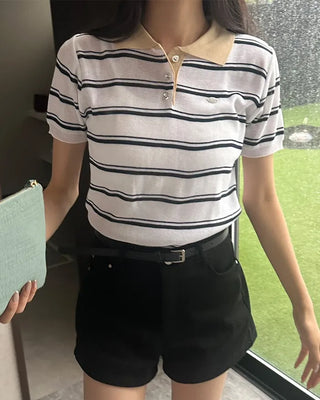 Two-tone short-sleeved knit