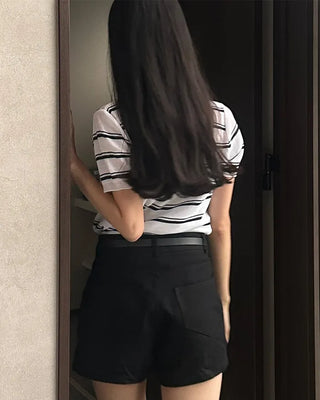 Two-tone short-sleeved knit