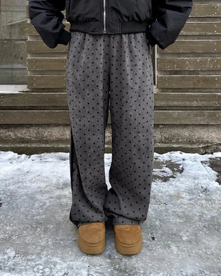 Polka dot corduroy track pants