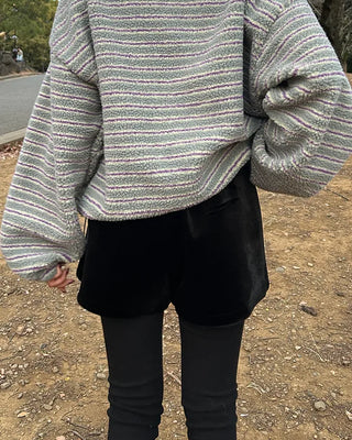 Waist bag, elastic waistband, pleated velvet shorts