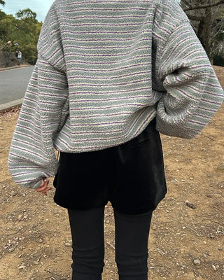 Double Border Half-Zip Boa Pullover