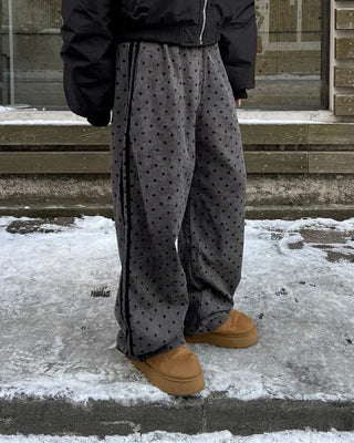Polka dot corduroy track pants