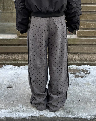 Polka dot corduroy track pants