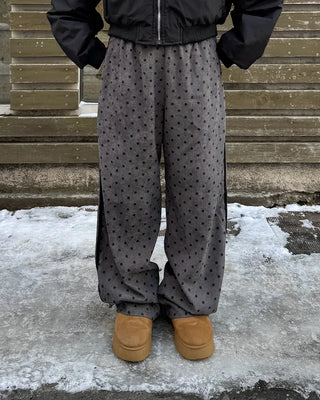 Polka dot corduroy track pants