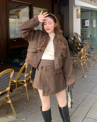 Crop jacket and skirt set