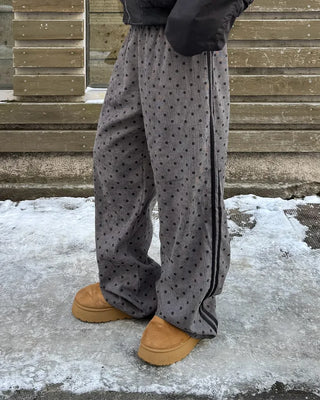 Polka dot corduroy track pants