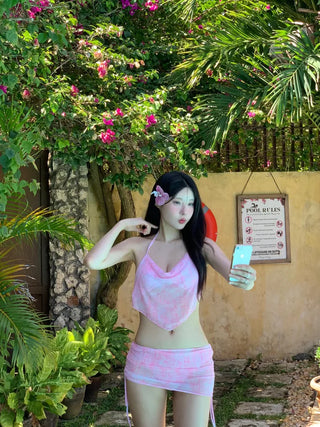 [3pcs] Drape Print Bikini Set