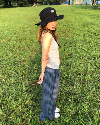 Slit Multi-Stripe Wide Easy Pants