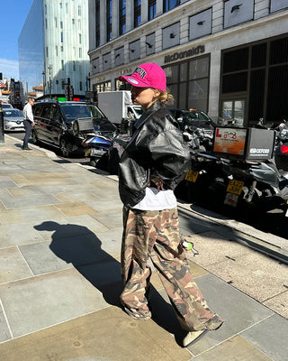 Hip pocket ring wide camouflage pants