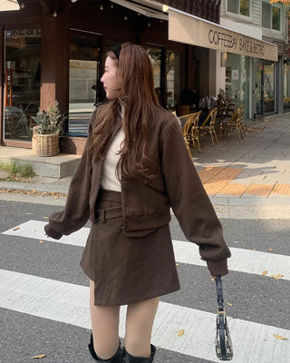 Crop jacket and skirt set